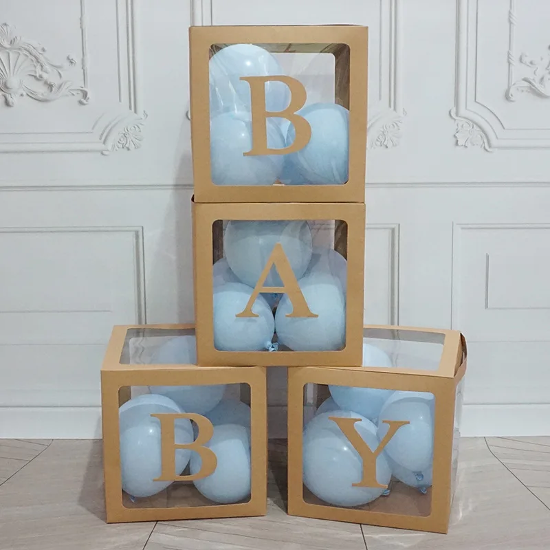 Cajas de bebé plateadas con letras para baby shower | 79 piezas | Juego de  4 bloques de bebé para baby shower, globos y letras de bebé | Cajas de