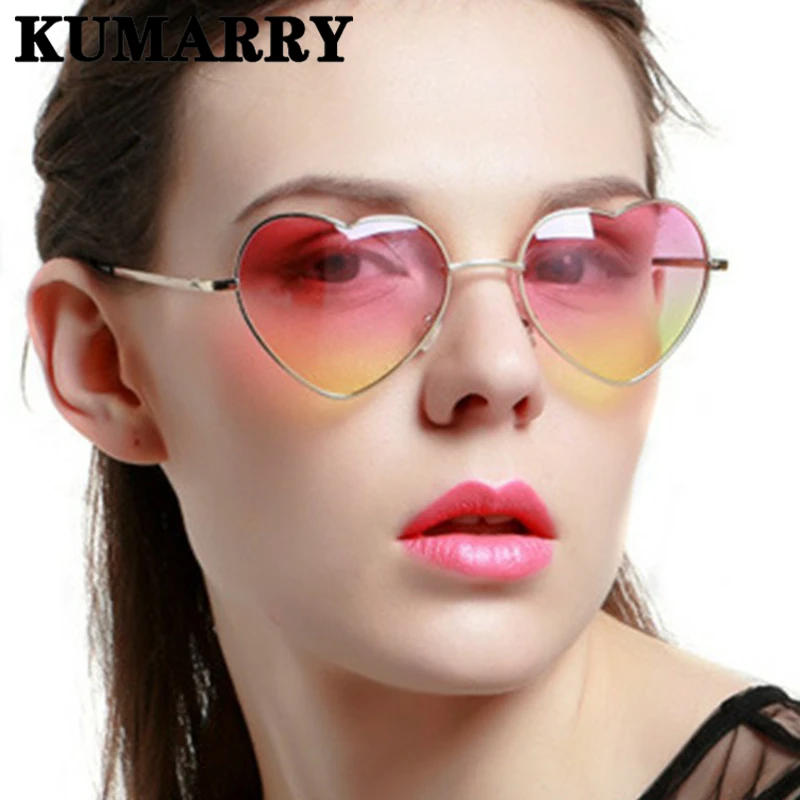 Женские винтажные солнцезащитные очки KUMARRY яркие в форме сердца уличные для