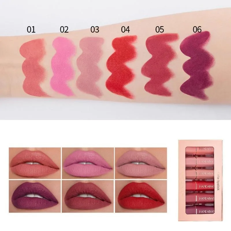 6pcs/set Matte Lipstick Set Waterproof Long Lasting Lipstick Non-stick Cosmetic Up Glosses Velvet Make Lip Beauty A4H3 6pcs/set Matte Lipstick Set Waterproof Long Lasting Lipstick Non-stick Cosmetic Up Glosses Velvet Make Lip Beauty A4H3