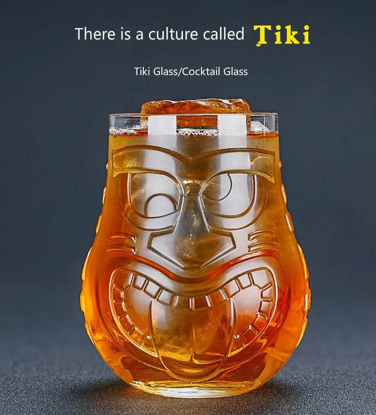 500 мл стеклянная чашка для лица Tiki бессвинцовые стеклянные Тики-бокалы Гавайские чашки для лица коктейльный винный стеклянный стакан для кокса стакан для холодных напитков Подарочная кружка