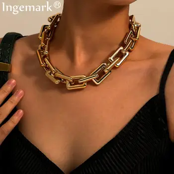 

High Quality Punk Lock Chain Necklace Women Statement Hip Hop Twisted Chunky Thick Link Necklace Gothic Jewelry Steampunk Men