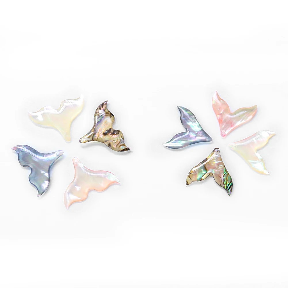 5PCS Shell Fish Tail Pendants Charm Mother of Pearl Shell for DIY Jewelry Mak CA 