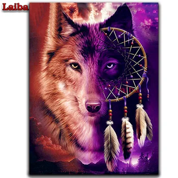 

5D diamond mosaic double sided wolf rhinestone pictures DIY diamond painting cross stitch full painting art painting Decoration