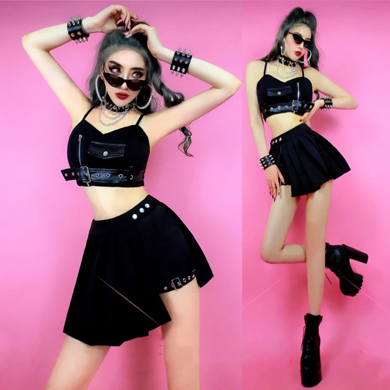 

Bar DJ DS Stage Performance Suit Nightclub GoGo Dancer Sexy Black Clothes Female Singer Hip Hop Jazz Pole Dance Clothing DWY6128