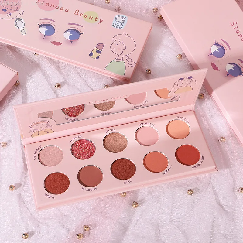 10 Colors Miss Peach Eyeshadow Palette Matte Shimmer Long Lasting Earth Color Waterproof No Blooming Cosmetics |