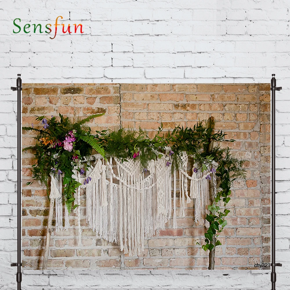 LEVOO Photographic Background Wreath Tassel Brick Wall Wedding Photobooth Photo Studio Fabric Shoot | Электроника