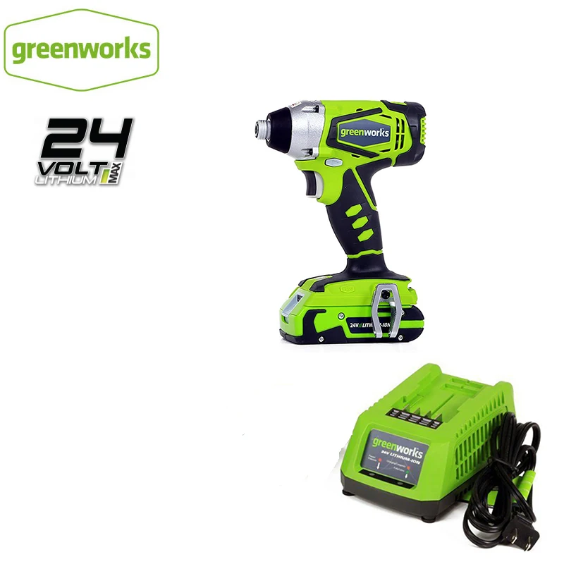 Электрическая ударная отвертка Greenworks 24 В бесщеточная аккумуляторная Ударная
