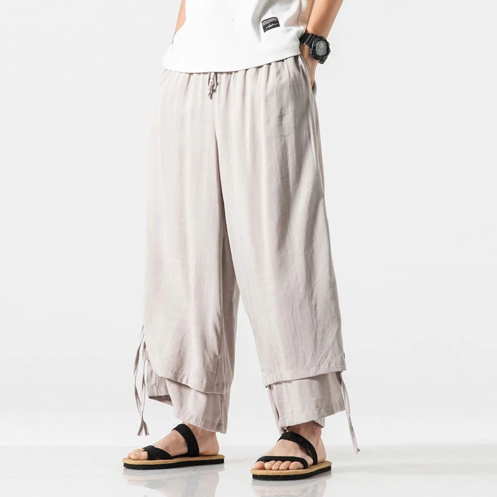 JAYCOSIN Повседневные Удобные шаровары свободные Homme Jogger брюки на шнурке мужские брюки плюс размер брюки в китайском стиле Sep 19