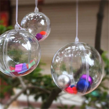 

4 / 5 / 7 / 8 Inch Empty Clear Christmas Tree Decorations Hanging Ball Round Plastic Trinket Ornament Xmas DIY Party Supplies