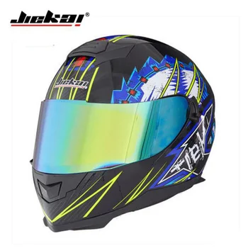 

2019 New Winter Warm JIEKAI Full Face Motorcycle Helmets Double lens Motorbike Helmet made of ABS with PC Visor size M L XL XXL
