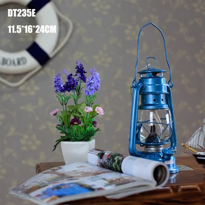 kerosene Light blue Кованого железа светодиодный керосиновый спирт лампы портативный фонарь Открытый Кемпинг освещение ретро подсвечники - Цвет: kerosene Light blue