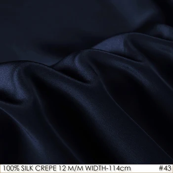 

SILK CREPE DE CHINE 114cm width 12momme/100% Natural Mulberry Silk Fabric DIY Matt Color Women Evening Dress Deep Blue NO 43
