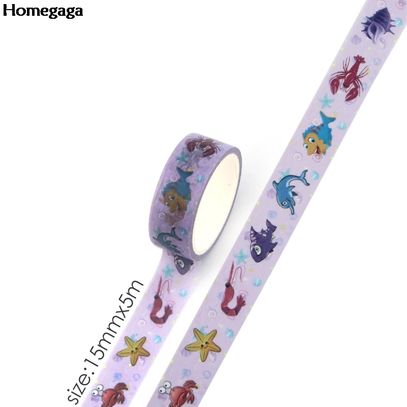 

Homegaga ocean Marine organism fishes 90s decoration vintage Washi tape diy Scrapbooking Adhesive Masking Printed sticker D2214
