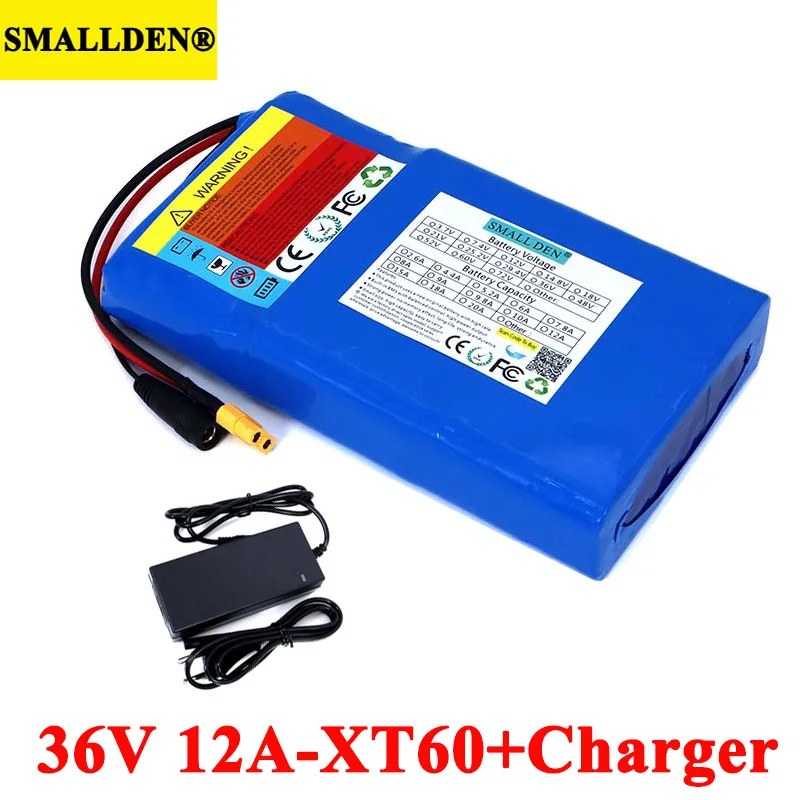 36V 12Ah Lithium Battery Pack 18650 12000mAh High rate 20A BMS for Balancing scooter E-bike lawn mower with 42V 2A Charger