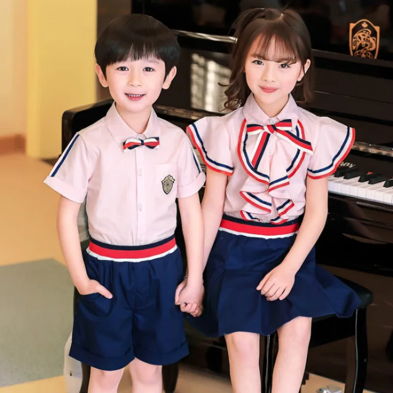 

Kindergarten clothing summer dress British wind primary school uniform summer short sleeve suit children uniform