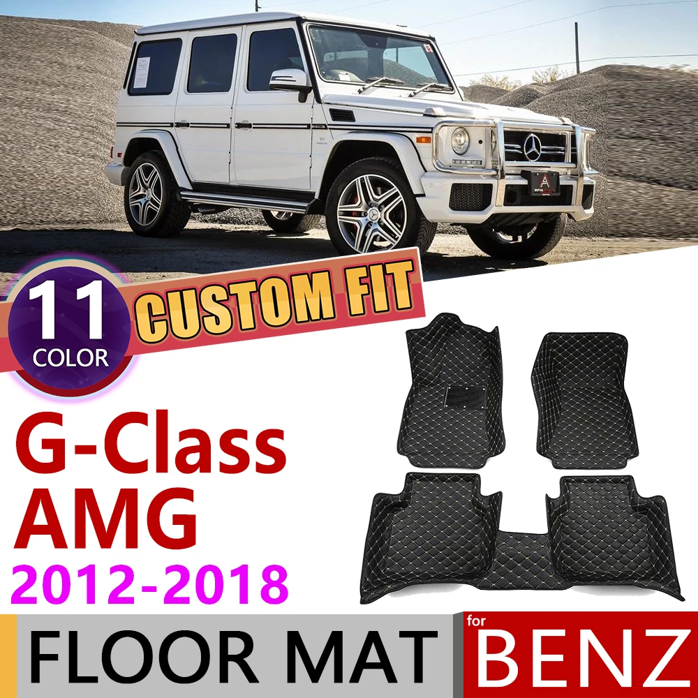 Кожаный автомобильный коврик на заказ для Mercedes Benz G Class AMG 2012~ 5 мест, коврик для ног, аксессуары для ковров G63 2013