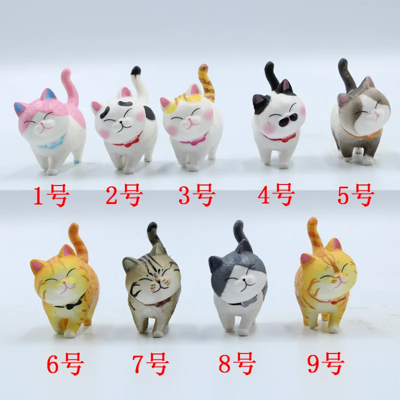 

9 Styles Mini Cute Fat Cats Bell PVC Figure Kawaii Kitten Figure Model Gift Toys action figure collectible model toys for kids