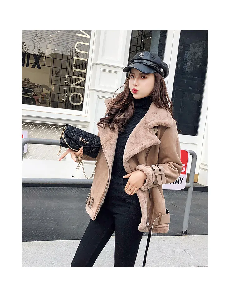 Winter Coat Suede Leather Faux Fur Jacket Women Plus Size 5XL Hot Fashion Thicken Warm Zipper Motorcycle Jackets Casual Overcoat