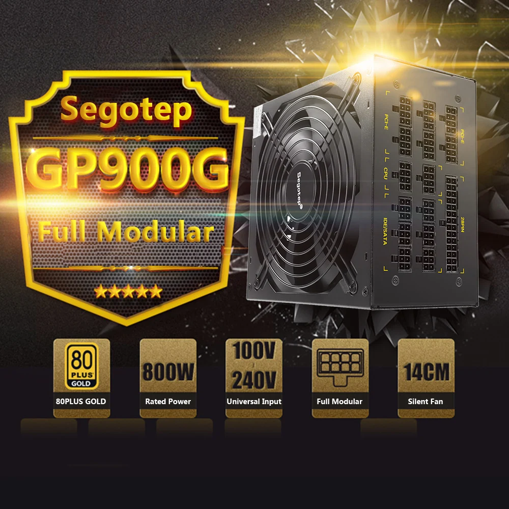 Segotep 800 Вт GP900G полный модульный ПК компьютер источник питания SLI готов 91%