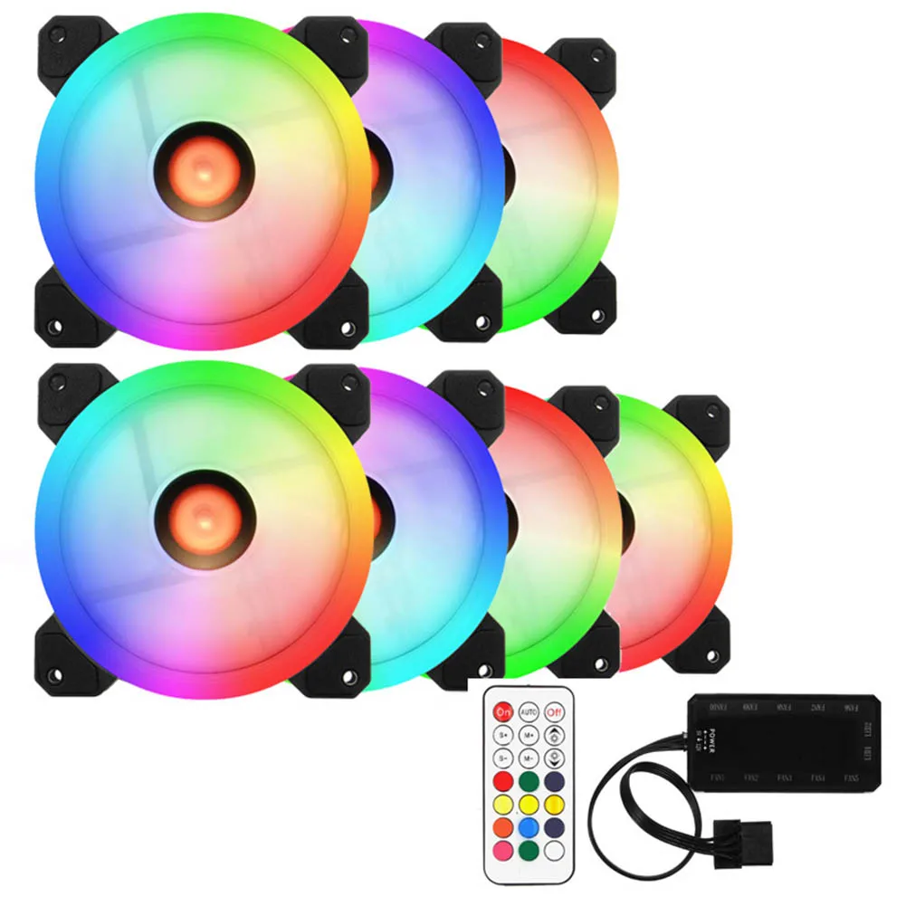 Радужные огни RGB регулируемый цветной вентилятор охлаждения 120 мм светодиодный