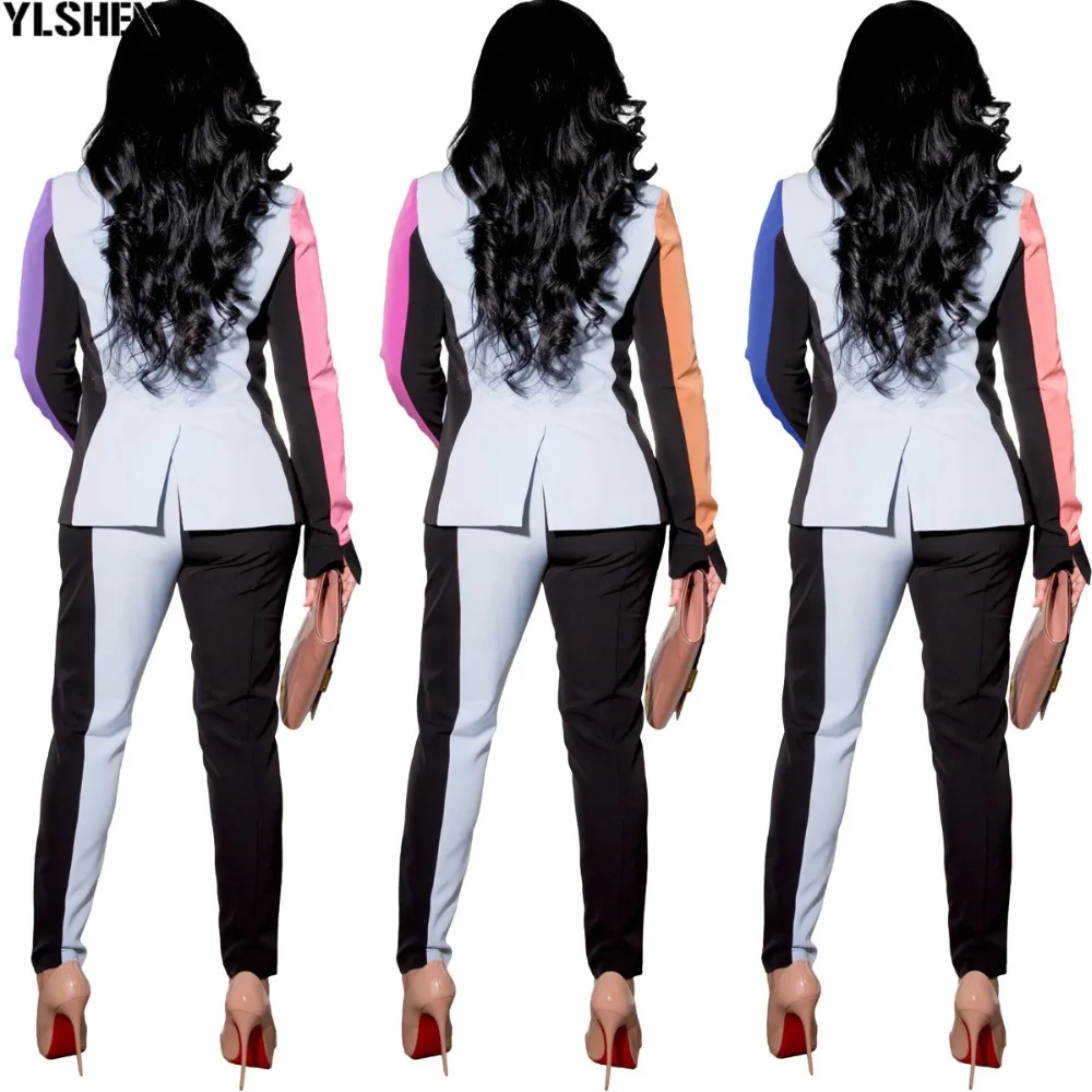 African Women Sets Print Long Sleeve Blazer Jacket Pants Suits Office Lady Elegant 2 Piece Set Business Outfits Africa Clothing 05