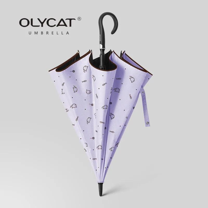 Olycat зонтик с длинной ручкой для дождя женский ветрозащитный милый солнцезащитный зонтик для девочек солнцезащитный зонтик для детей автоматический зонт с 8 ребрами