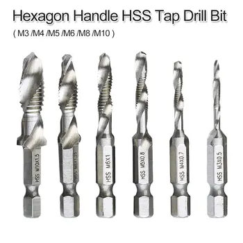 

Twist Drill Bit 1/4" Hex Shank Hand Tap HSS Screw Thread Plug Drill Bit M3/ M4/ M5/ M6/ M8/ M10 Woodworking Hole Saw Cutter Tool