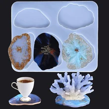 Bamala reçine kalıpları Coaster kalıpları 5 büyük boy düzensiz desenler epoksi silikon kalıplar Coaster kalıpları reçine döküm