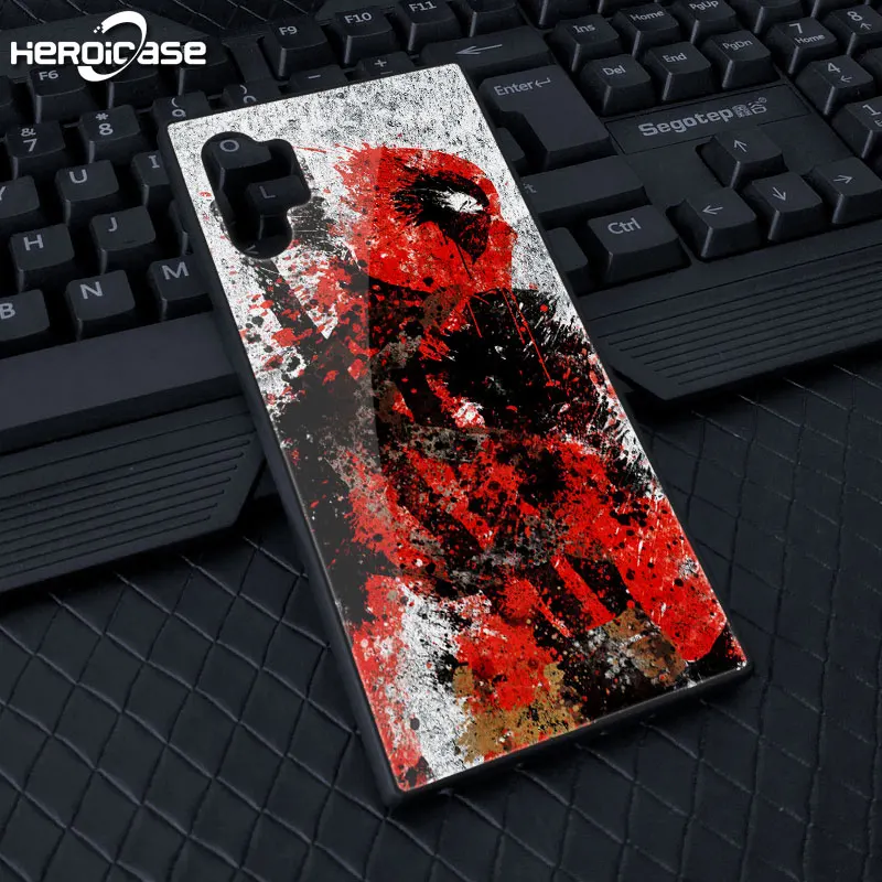 image 3 Для samsung Galaxy Note10 плюс Чехол для телефона Дедпул от Marvel закаленное Стекло Жесткий Чехол-крышка с узорами чехол из ТПУ с S10 9 8 e A70 в виде ракушки - Цвет: image 3