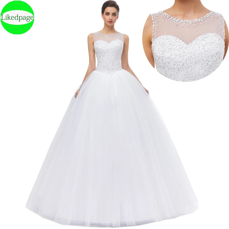 Nuovo Abito Da Sposa Princess 2021 Vestido De Fiesta Boda Novia Abito Da Ballo Con Perline Robe Mariage Tulle Bianco Brautkleid Abito Da Sposa