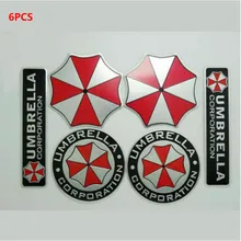 

6pcs Car Styling 3D Umbrella Corporation Colorful Car Sticker and Decal Emblem Decorations Badge Auto Accessories Decal