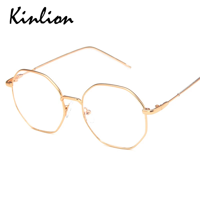 Kinlion Ретро Восьмигранные металлические женские очки винтажные многоугольные очки оправа для очков для мужчин Нестандартные оптические очки оправа