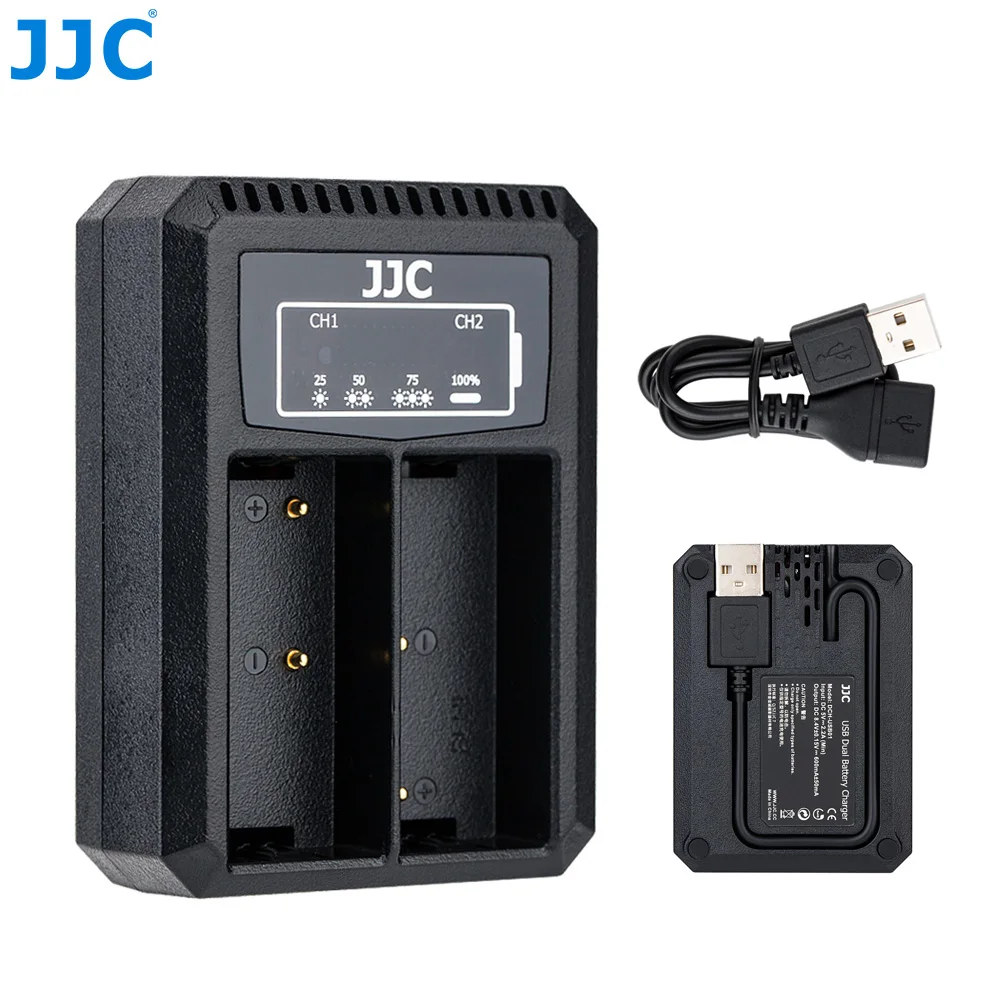 JJC BLH-1 Camera Battery Charger USB Dual Slots for Olympus OM-D E-M1 Mark III, OM-D E-M1 Mark II, E-M1X Cameras OMD EM1 II