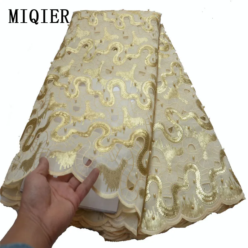 

MIQIER High Quality African nigerian tulle Lace Fabric Organza Fabric fabric with sequins Embroidery fabric with sequins OLP-171