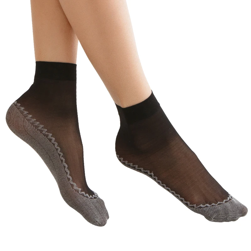 Summer Soft Silk Socks Women Cotton Breathable Bottom Non-Slip Transparent Thin Socks Ladies Short Sock Nylon Slippers Sock images - 6