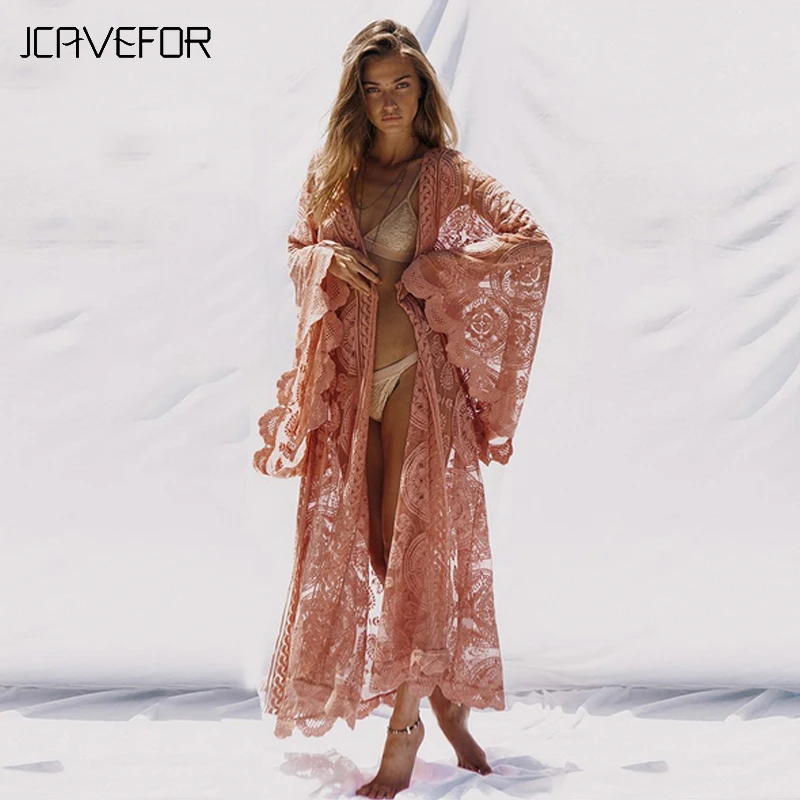 

2018 Summer Autumn Women Print Flower Outer Lace Cardigan Long Boho Tunic Maxi Dress Evening Party Dress Beach M-XXL