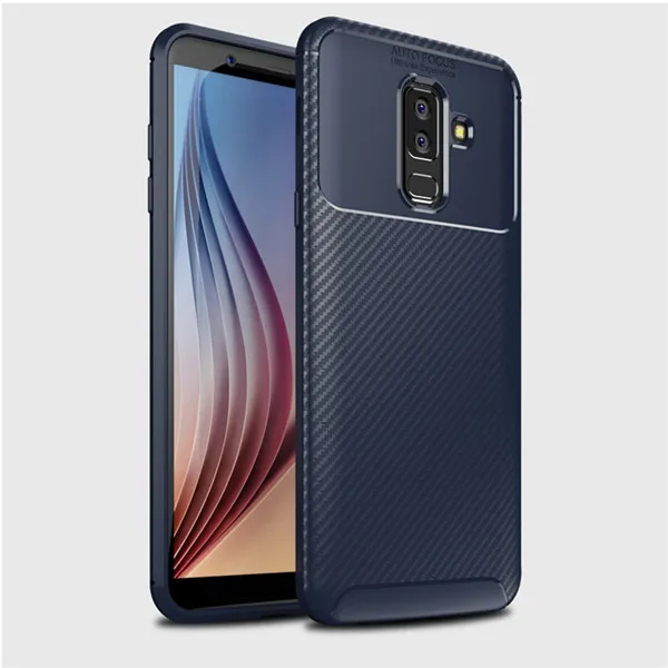 Тёмно-синий Для samsung Galaxy A6 A8 J8 чехол A6 A8 плюс SM-A530F оболочки Углеродное Волокно ТПУ чехол-накладка для мобильного телефона для Galaxy A6S чехол - Цвет: Тёмно-синий