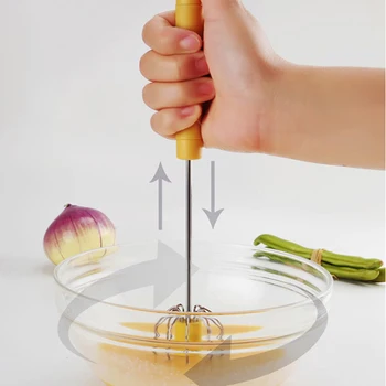 

1pcs Semi-Automatic Egg Whisk Stainless Steel Egg Beater Blender Practical Hand Push Mixer Cooking Tools Kitchen Accessaries
