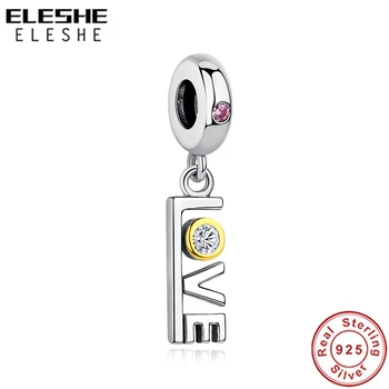 

Fit Original Bracelet 925 Sterling Silver Love Charm Clear Crystal CZ European Heart Charm Beads DIY Jewelry Berloque 2019