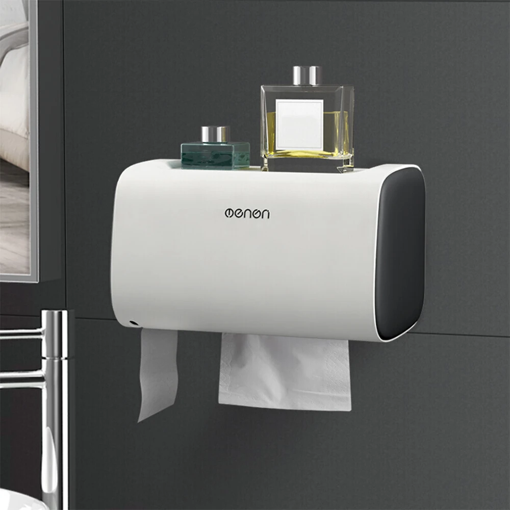 

WC Paper Holder Wall Mounted Bathroom Toilet Paper Stand Paper Dispenser Garbage Bag Dispenser No Drilling Toilet Paper Holder
