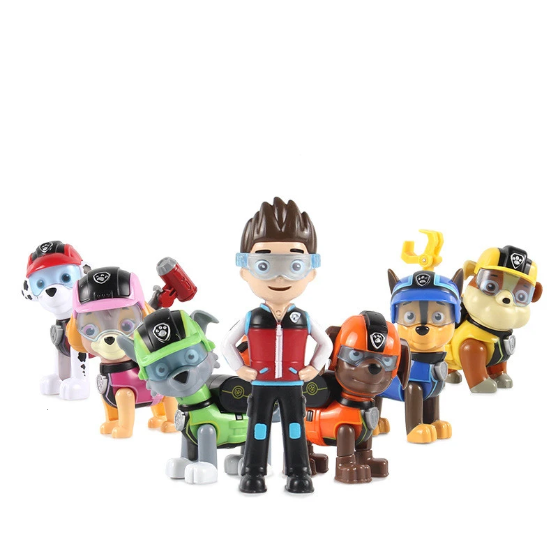 7PCS-no box Все paw patrol автобус смотровая башня с музыкальными фигурками patrulla canina paw patrol игрушки для детей рождественские подарки - Цвет: 7PCS-no box