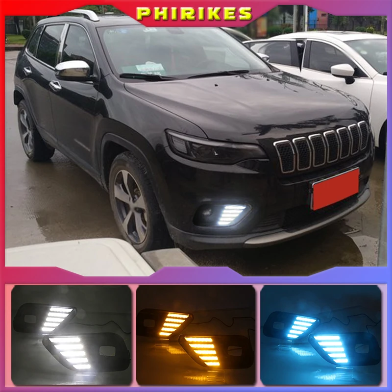 

1Set LED Daytime Running Light For Jeep Cherokee 2019 2020 Car Accessories Waterproof ABS 12V DRL Fog Lamp Decoration