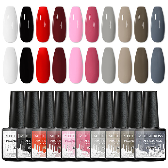Gel Nail Polish Set With Top Base Gel Glitter Color Semi Permanent UV Led Gel Varnish Soak Off Nail Lacquers