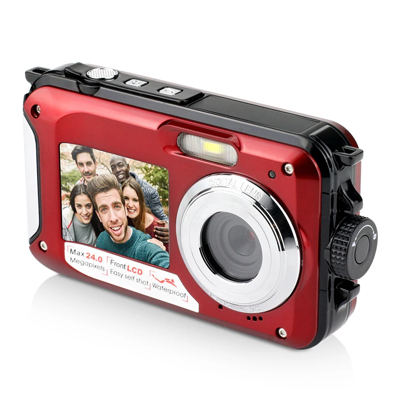

Dual-Screen Digital Waterproof Camera/Camcorder 1080P 2400W Pixel 16X Digital Zoom Hd Self-Timer Face Detection
