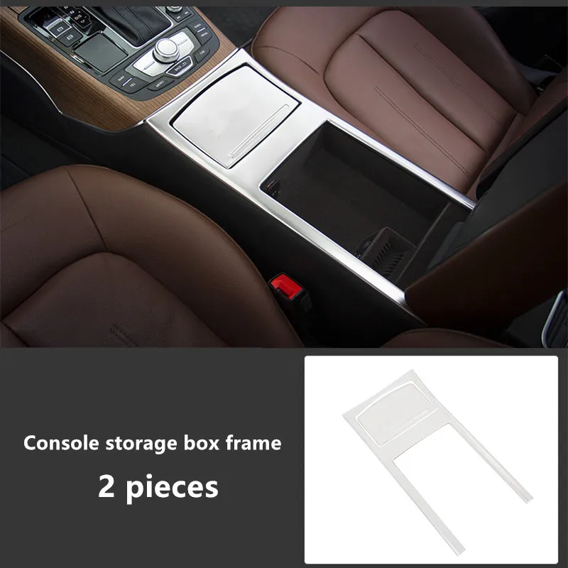 water cup storage Автомобильный Стайлинг консоль CD панель переключения передач декоративная крышка воздуха на выходе рамка наклейки для Audi A7 A6 C7 задняя панель прикуривателя - Название цвета: water cup storage