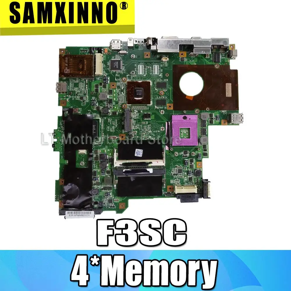 For ASUS F3SG Laptop Motherboard 4*Memory F3SG X52S Mainboard 100/% Test