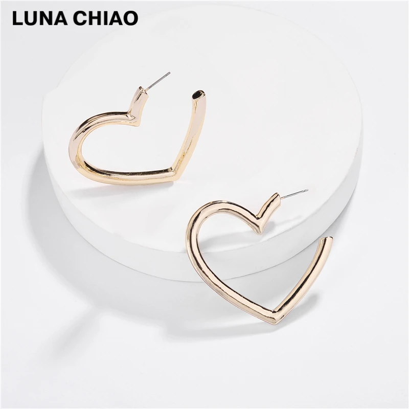 LUNA CHIAO осень зима новые трендовые серьги-кольца в форме большого сердца модные эмалированные серьги «сердце» ювелирные изделия для женщин