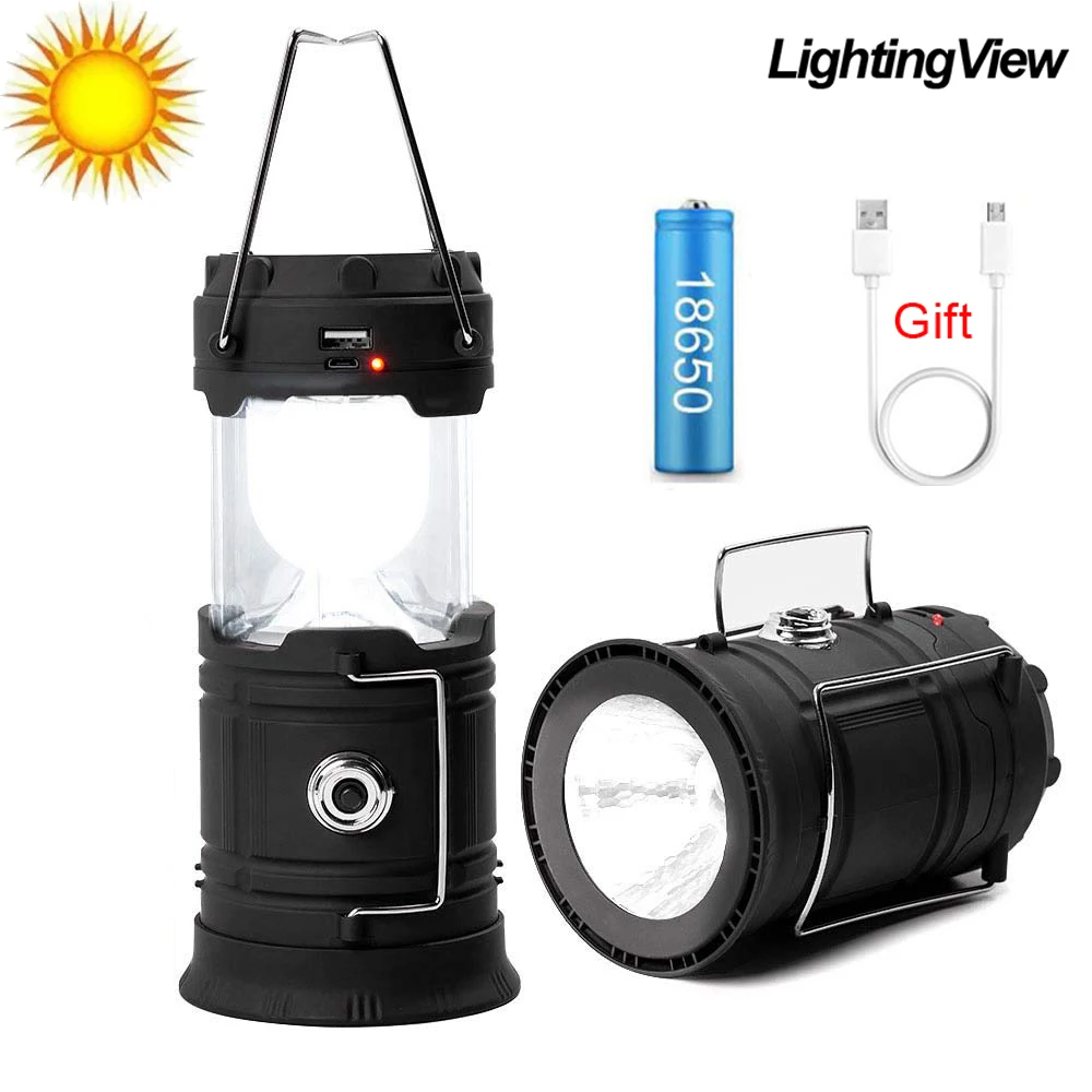 Lightingview светодиодный фонарь для кемпинга складной солнечная палатка осветительное оборудование для наружного туризма кемпинга