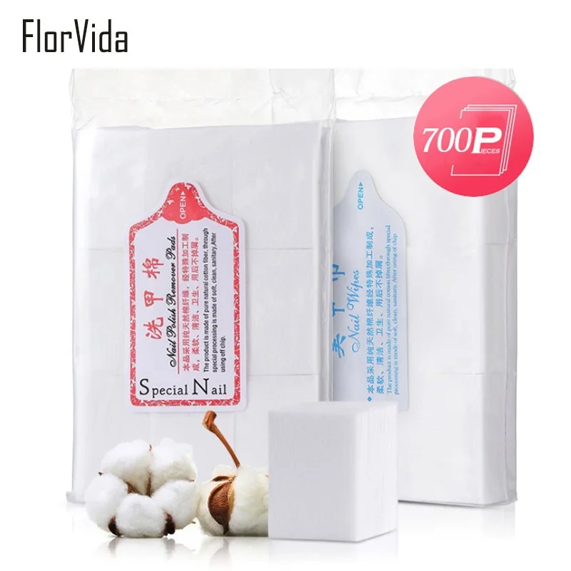 FlorVida 700 шт. в упаковке мягкие хлопковые подушечки для снятия макияжа УФ-Гель-лак для снятия замачивания косметика для ногтей Аксессуары для инструментов