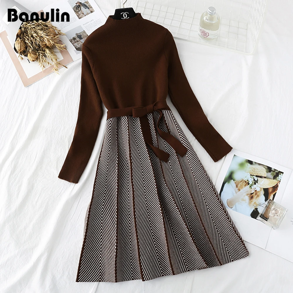 Autumn Asymmetrical Shirt Dress Long Sleeve Striped Sashes Ladies Stylish Robe main image 0